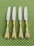 Royal Albert Country Roses Stainless 4 Dinner Knives China Gold - 9 7/8". Fixed Price $19.95.