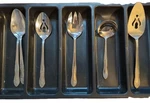 Vtg 6-PC Customcraft CUS5 Floral Hostess Serving Set Taiwan Ladle Server Meat.... Fixed Price $67.77.