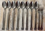 OXH39 Stainless By Oxford Squared Tip, Black Acct 10PC Set Sefood Forks & Iced. Fixed Price $27.99.