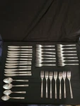 Vintage Custom Craft Stainless Fleur Lis Flatware Made Taiwan 37 Pcs.. Fixed Price $34.00.