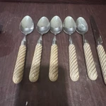 Mikasa Thailand Stainless - MIS33 Brown Plastic Spiral Handle 5 Spoons 1 Knife. Fixed Price $22.99.