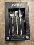 Nib Oneida Stainless Steel Flatware Etta Service For Four (20PC) - Original Box. Fixed Price $26.95.