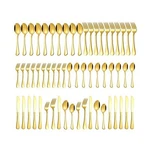 Gold Silverware Set For 12, Compralo 60 Pieces Stainless Steel Shiny Fla.... Fixed Price $64.62.