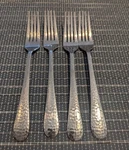 Cambridge CBS96 Stainless Flatware 4 Dinner Forks Hammered Handle Round Tip. Fixed Price $30.00.