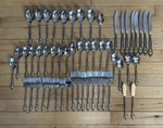 Vintage Customcraft CUS7 Stainless Flatware Set Ceramic Floral Inlay 60 Pieces. Fixed Price $119.79.
