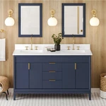 60" Theodora Hale Blue Double Bowl Bathroom Vanity + White Quartz Countertop. Fixed Price $4699.99.