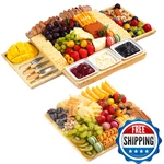 Large Charcuterie Board With Knife Set, 12.6" 11.2" Square Fruit Tray, Bam. Fixed Price $61.98.