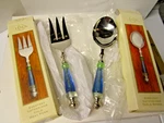 Lenox Everyday Gathering Cold Meat Fork & Large Table Spoon Glass Handle Nob. Fixed Price $47.99.