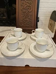 Mikasa Espresso Cup & Saucer Set Of 4 Wedding Band Gold Bone China Japan W/box. Fixed Price $39.99.
