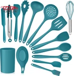 Teal Blue Kitchen Utensils Set, E-far 15-PIECE Silicone Cooking With Ho. Fixed Price $33.78.