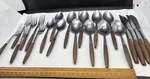 Interpur 21 Forks Spoons Knives Stainless Flatware Faux Wood Handle Japan Mcm. Fixed Price $42.00.