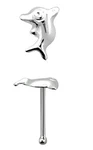 Body Accentz Nose Ring Stud Bend Dolphin Shape 316L Sterling Silver. Fixed Price $9.99.