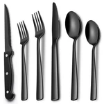 24 Piece Black Silverware Set With Steak Knives Stainless Steel Tableware Ewfen. Fixed Price $51.99.