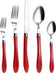 Red Silverware Set, Hoften 20 Piece Stainless Steel Color Handle Flatware, Retro. Fixed Price $23.99.