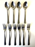 Hampton Silversmiths HSV188 Stainless Flatware Lot 10 Pcs Edge Line Square End. Fixed Price $15.00.