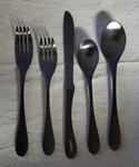 Knork Titanium Coated 5 Piece Flatware Set, Matte Black (2 Sets Available). Fixed Price $27.95.