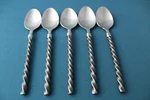 Pier One PII14 Teaspoons (set Of 5) 18/8 Stainless China Twist Black 7". Fixed Price $119.99.