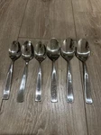 6 Mikasa MIS50 18/0 Stainless Plain Glossy Flatware Spoons. Fixed Price $29.99.