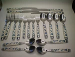 20 Pc. Pfaltzgraff Orleans Porcelain Blue Leaf Flatware Set Service 4. Fixed Price $45.00.