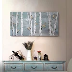 Amatop Teal Wall Art 100% Hand-painted Landscape Forest Oil Painting On Canva.... Fixed Price $87.88.