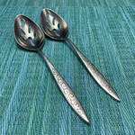 2 Stylecraft SYF31 Stainless Slotted Serving Spoons Scroll Pierced Vtg Japan. Fixed Price $11.99.