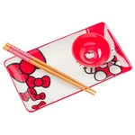 Hello Kitty 3 Piece Sushi Set Plate Bowl Chopsticks Red Kitchen Gift. Fixed Price $18.29.
