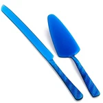 Fullyware Blue Wedding Cake Knife And Server Set, Stainless Steel Cutting. Fixed Price $17.50.