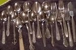 Silverplate Mixed Lot Flatware - Assorted Spoons Forks & Knives. Fixed Price $25.00.