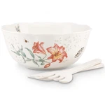 Lenox Butterfly Meadow Salad Bowl & Servers, 4.10 Lb, Multi. Fixed Price $99.00.