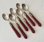 Hampton Silversmiths Stainless HSV122 6 Teaspoons Burgundy Red Handle. Fixed Price $23.95.