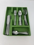 Majesco 46-PIECE Floral Embossed Flatware Set MJS5 Stainless Silverware Lot Mcm. Fixed Price $29.99.