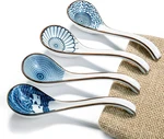 Asian Ceramic Soup Spoon, With Long Handle Easy Hold, Non-slip Bottom, For Ja. Fixed Price $16.87.