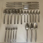 International Silco INS53 Stainless Flatware Set 28 Pcs Knives Forks Spoons. Fixed Price $37.00.