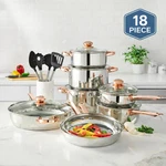 Brylanehome 18 Piece Copper Accent Stainless Steel Cookware Set -. Fixed Price $159.99.