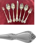Set 7 Oneidacraft True Arbor Rose Soup Spoons Stainless Flatware. Fixed Price $17.95.