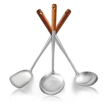 Evanda Wok Spatula Set 17", Heat Resistant Wood Handle Inches, Silver. Fixed Price $27.46.