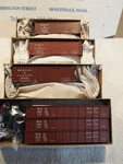 Accurail 6-PACK Boston & Albany 3-GONDOLAS 3-36FT.WOOD Box Cars. Fixed Price $125.00.