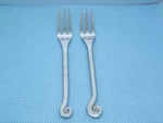 Pier 1 Imports Lily PII8 Set Of 2 Dinner Forks 5/8" Swirl Scroll Stainless. Fixed Price $23.95.