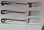 Oneida Sand Dune, Glossy. Stainless Flatware. Three Dinner Fork. Six Salad Forks. Fixed Price $28.95.