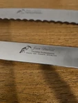 Jean Dubost Coutelier Professional 1920 France Chef & Serrated Knives Oak Handle. Fixed Price $45.00.