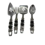 Oneida Stainless Serving Set 4PC Wire Wrapped Black Bead Artisan Buffet Servers. Fixed Price $30.59.