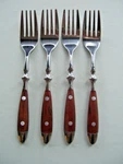 Chef's Stainless Bistro Woodgrain Pattern Set Of 4 Salad Forks. Fixed Price $53.99.