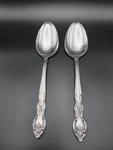 Set Of 2 Orleans Silver Stainless Steel Rose Flatware Serving Spoons 8". Fixed Price $17.77.