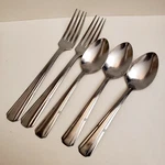 Lot 5 Majesco MJS2 Pattern Teaspoons Dinner Forks Stainless Steel Flatware Usa. Fixed Price $14.95.