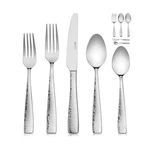 Hudson Essentials 48-PIECE Hammered 18/10 Stainless Steel Silverware Cutlery .... Fixed Price $156.23.