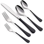 20-PIECE Black Silverware Set For 4, 18/0 Stainless Steel Flatware Cutlery Ut.... Fixed Price $48.69.
