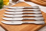 Gibson Gia 19 6 Serrated Steak Knives Stainless Flatware Dinner Knife Set. Fixed Price $42.00.