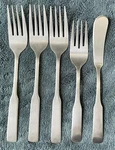 5 Pc Set Rogers Co. Plymouth Cove/colonial Country Stainless Forks Butter Knife. Fixed Price $18.99.