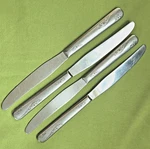 Everbrite Stainless Favorite Pattern 4 Dinner Knives 5/8" Glossy Flowers Usa. Fixed Price $11.99.