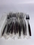 Vintage Hearthside Flatware Salad Forks HEL1 Faux Wood Stainless New 14 Pcs. Fixed Price $43.00.